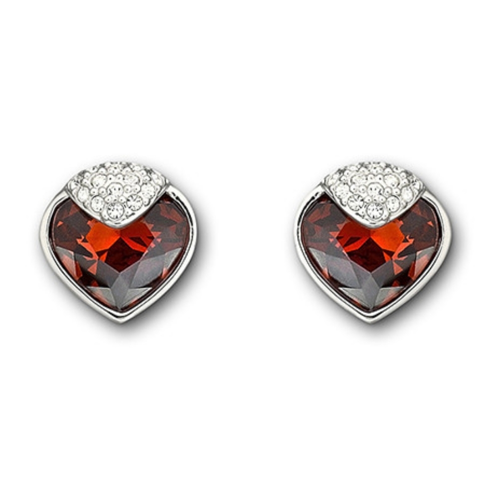 Swarvoski Oceanic Red Heart Crystal Earrings